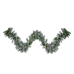 9ft. Pre-Lit Flocked Mixed Rosemary Emerald Pine Christmas Garland