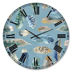 Designart 'Indigold Feathers Turquoise Pattern Traditional Wall Clock
