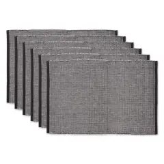 DII&reg; 2-Tone Ribbed Placemats, 6ct. Black and white