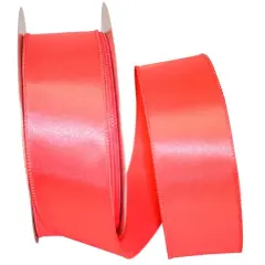 JAM Paper 2.5" x 50yd. Wired Satin Ribbon Coral