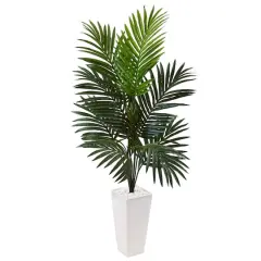 4.5ft. Kentia Palm Artificial Tree in White Tower Planter