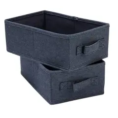 Household Essentials 11.5" Denim Blue Collapsible Cotton Blend Rectangular Storage Drawer, 2ct.