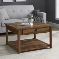 Walker Edison 30" Reclaimed Barnwood Square Country Coffee Table