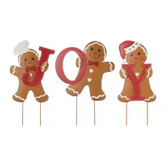 Glitzhome&reg; 46.75'' JOY Gingerbread Man Metal Yardstakes