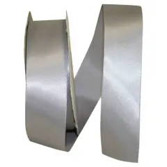 JAM Paper 1.5" x 50yd. Single Face Satin Ribbon Silver