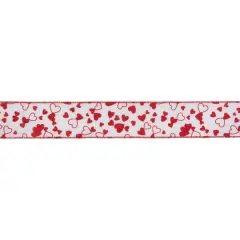 2.5" x 10yd. Small Glittered Hearts Valentine's Day Wired Craft Ribbon