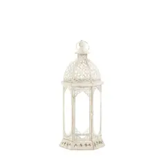16'' Graceful Distressed White Lantern