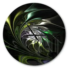 Designart Multi Colored Green Stained Glass Modern Wall Clock