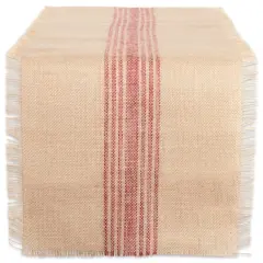 DII&reg; 108" Middle Stripe Burlap Table Runner Barn Red