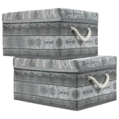 Sorbus 16.5" Rustic Wood Pattern Storage Box, 2ct. Gray Wood