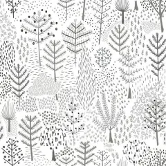 RoomMates Folklore Trees Peel & Stick Wallpaper White/Gray