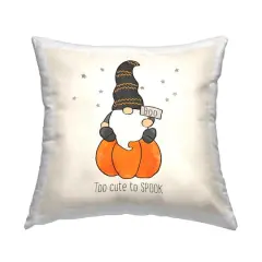Stupell Industries Too Cute to Spook Pumpkin Gnome Throw Pillow