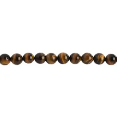 John Bead Earth's Jewels Natural Stone Round Beads, 8mm Tiger's Eye