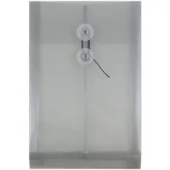 JAM Paper 6.25" x 9.25" Button & String Tie Closure Plastic Envelopes, 12ct. Smoke Gray