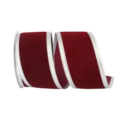 JAM Paper Velvet Wired Dynasty Ribbon Silver and Burgundy