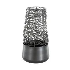 Black Abstract Intertwined Wire & Solid Metal Vase