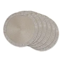 DII&reg; Round Fringed Placemats, 6ct. Stone