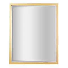Head West Metal Framed Beveled Edge Rectangular Vanity Wall Mirror Brushed Brass and Chrome