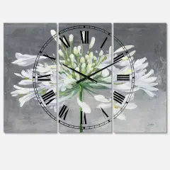 Designart 'Flower Cleome Splash I Traditional Multipanel Wall Clock