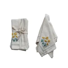 Hello Honey&reg; Multicolor Floral Hand-Embroidered Cotton Napkins, 4ct.