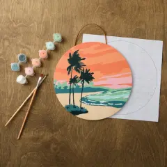 Sunset Beach Paint-by-Number Round Plywood Surface Kit by Artist's Loft&reg;