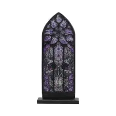10.5" Metal & Stained Glass Skull Arch Tabletop D&eacute;cor by Ashland&reg;