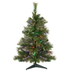 3ft. Pre-Lit Kingston Cashmere Pine Full Artificial Christmas Tree, Multicolor LED Lights