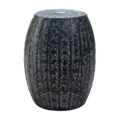 14.75" Black Moroccan Lace Stool