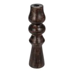 Hello Honey&reg; 14" Decorative Espresso Finish Wood Hand-Carved Taper Candle Holder