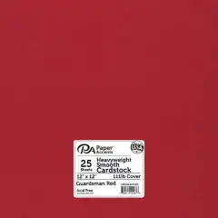 PA Paper&trade; Accents 12" x 12" 111lb. Smooth Cardstock, 25 Sheets Guardsman Red