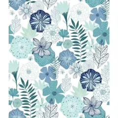 RoomMates Perennial Blooms Peel & Stick Wallpaper Blue
