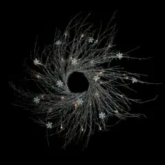 42" Pre-lit LED Champagne Gold Glittered Twig Artificial Christmas Wreath