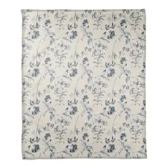 Blue Floral Pattern 50" x 60" Coral Fleece Blanket