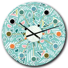 Designart 'Pastel Tribal Retro Pattern Mid-Century Modern Wall Clock