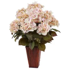 Hydrangea Silk Arrangement in Bamboo Planter
