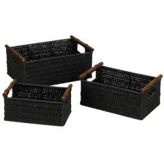 Household Essentials Decorative Woven Basket Set Black