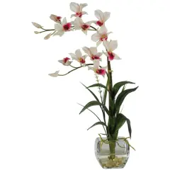 22" Pink Orchid Flower Arrangement in Glass Vase