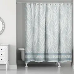 Coral & Stripe Shower Curtain White/Blue/Blue