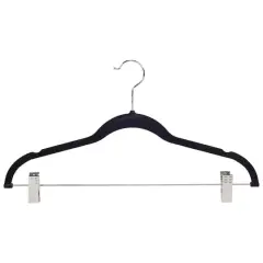 Simplify Slim Velvet Hangers with Clips, 6ct. Black