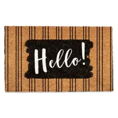 Hello Black Stripes Doormat