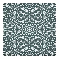 Folk Floral Teal 10" x 10" Cotton Twill Napkin