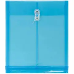 JAM Paper 9.75" x 13" Blue Plastic Button String Open End Envelopes, 24ct.