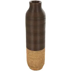 32" Dark Brown Seagrass Handmade Vase