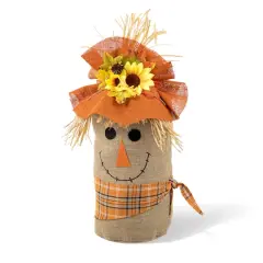 Glitzhome&reg; 23" Fall Linen Scarecrow Doorstop Porch D&eacute;cor