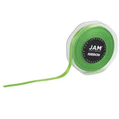 JAM Paper 3/8" x 25yd. Double Faced Satin Ribbon Lime Green