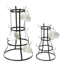 16" & 24" Black Metal Farmhouse Mug Holder Set