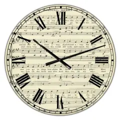 Designart 'Goodmorning Merry Sunshine Music Score Large Cottage Wall Clock