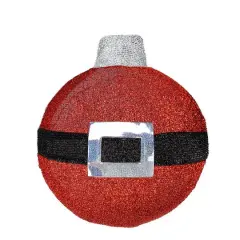 17.25" Pre-Lit Red & Black Christmas Ball Ornament Wall D&eacute;cor