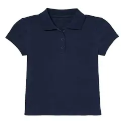 Galaxy by Harvic Short Sleeve Stretch Girl&rsquo;s Pique Polo Shirt Navy