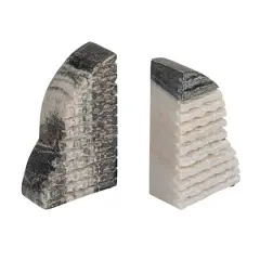 Hello Honey&reg; 5" Black M&eacute;lange Carved Marble Bookend Set